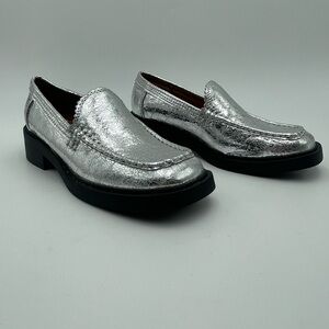 Zodiac Alaina Womens-SZ 6-Silver Metallic Faux Leather Loafers Shoes-New no box
